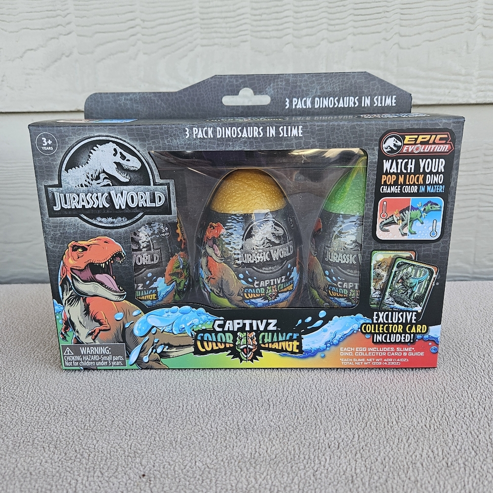 Jurassic World Captivz Eggs Color Change Dinosaurs In Slime 3 Pack Gold Mystery